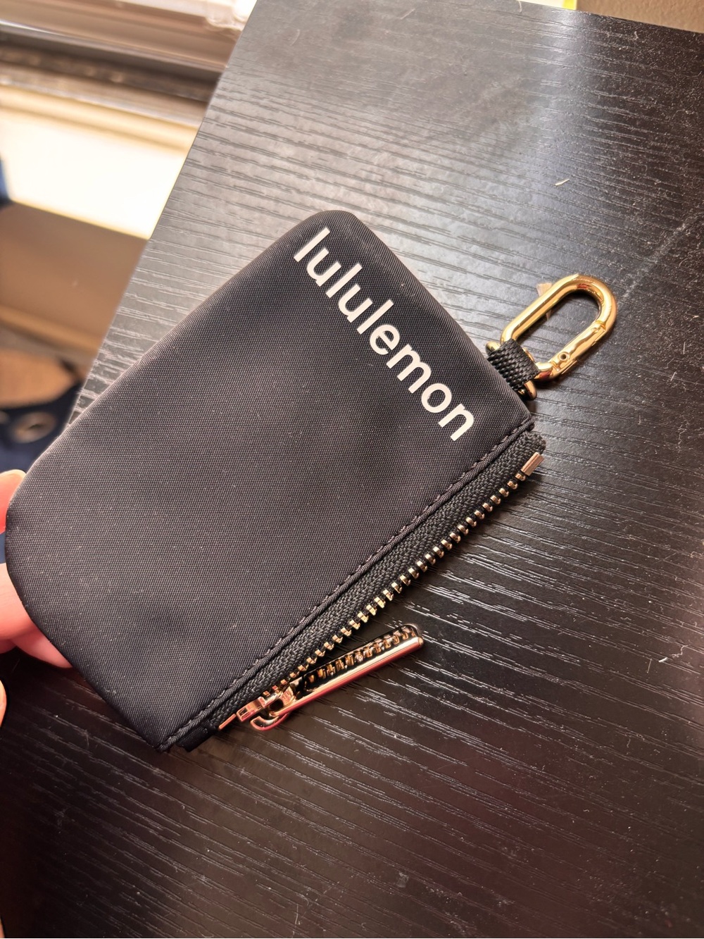 lululemon athletica Black Key Pouch with gold